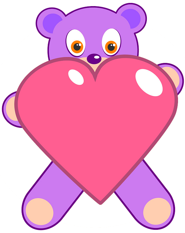 Bear holding big heart