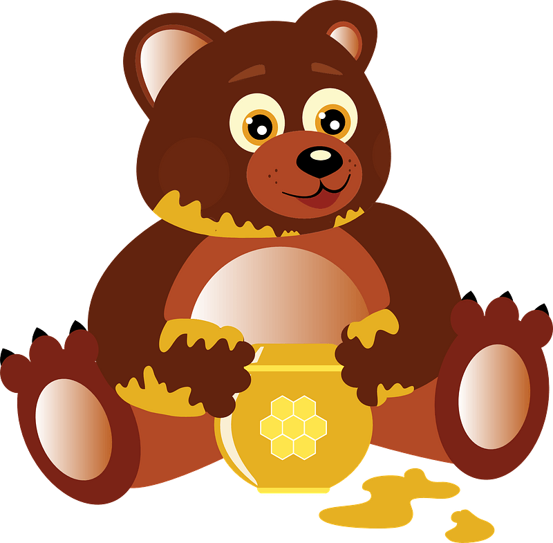 Funny bear with honey