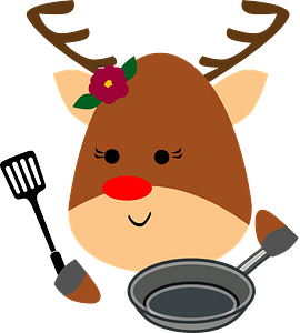 Deer with skillet and skimmer
