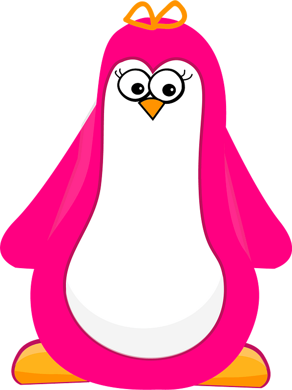 Pink cartoon penguin