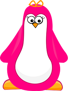 Pink cartoon penguin