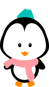 Cute penguin in hat and scarf