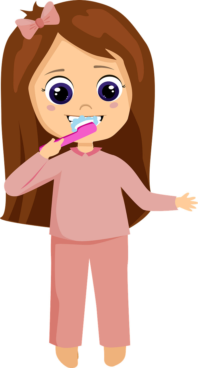 Girl brushing teeth