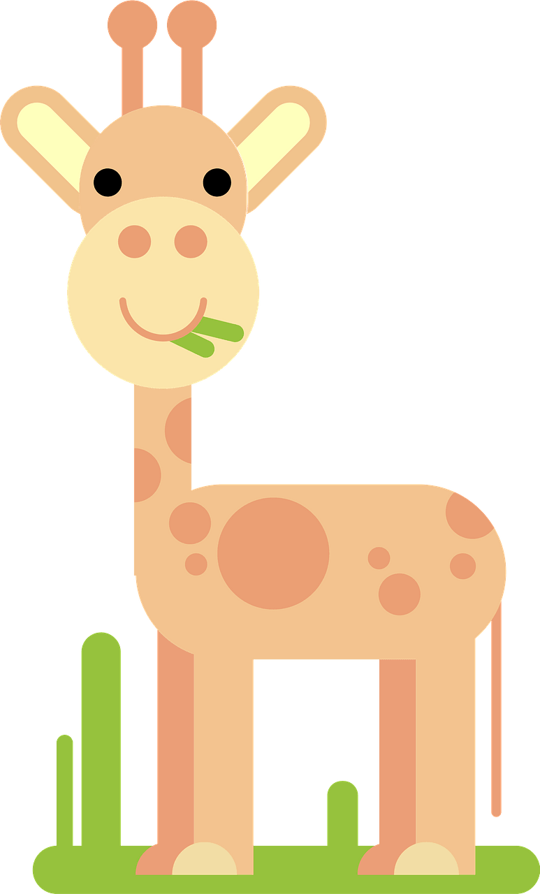 Giraffe eating grass