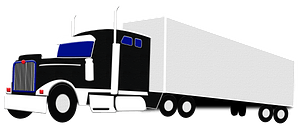 Semi-trailer truck with container
