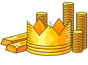 金条，皇冠和硬币