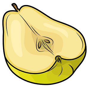 Pear cut in half