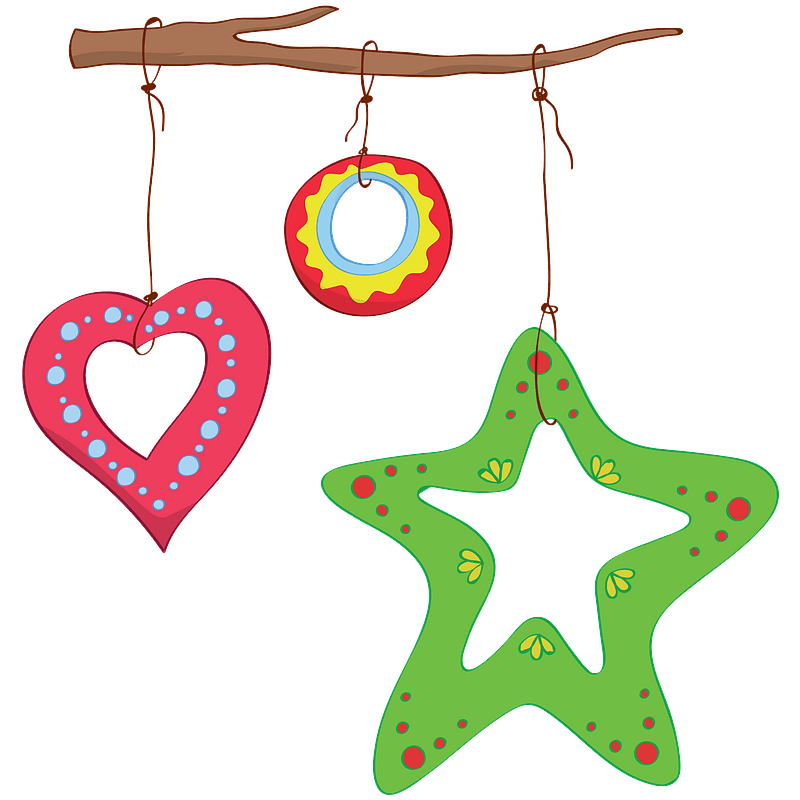 Christmas Ornaments on a Branch
