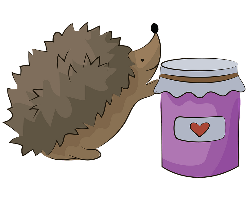 Hedgehog and a jar of jam