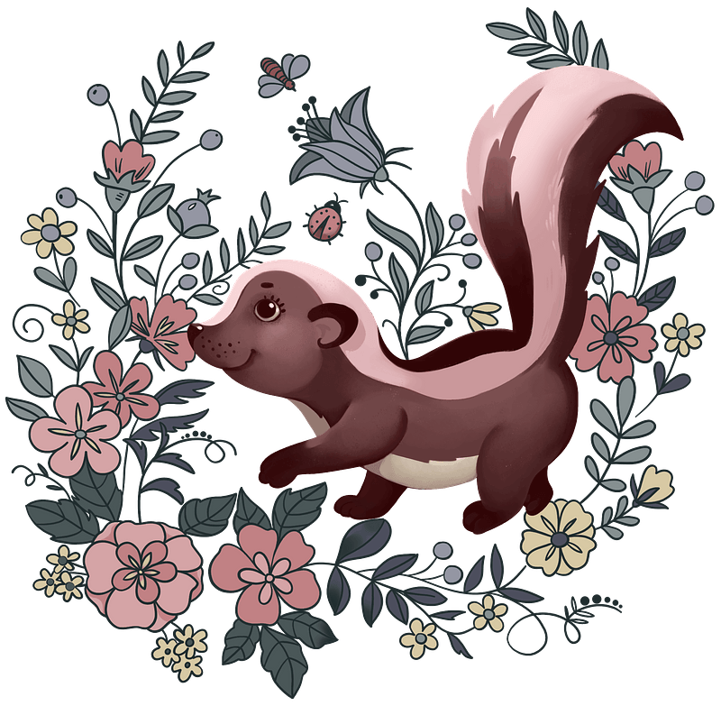 Skunk in flowers