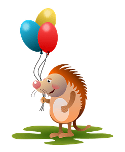 Cartoon hedgehog with balloons