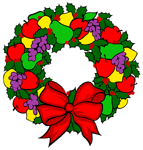 Christmas wreath with fruits