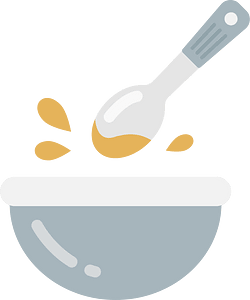 Mixing bowl and spoon