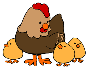 Cartoon Hen and Chicks