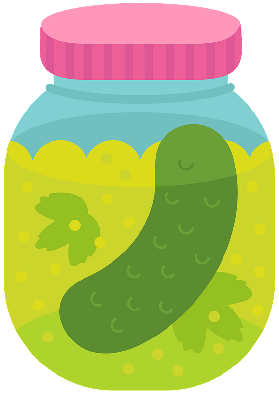 Pickled cucumber in glass jar
