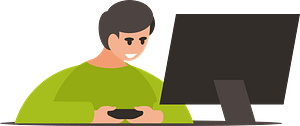 Boy playing video game