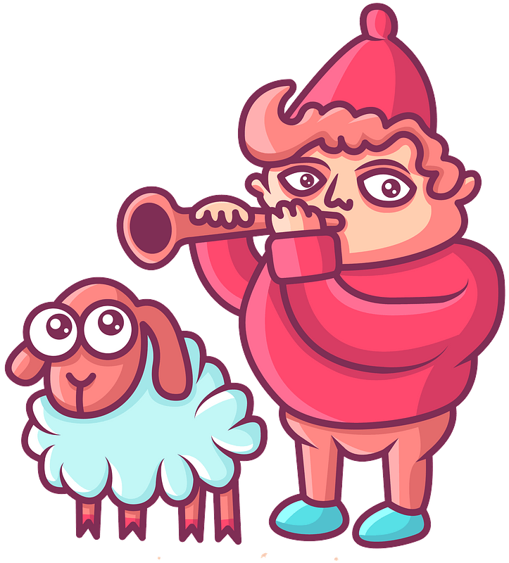 Shepherd with a sheep