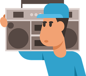 Man with ghettoblaster