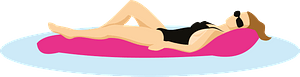 Woman on inflatable mattress