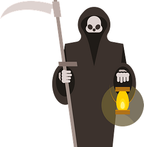 Reaper with scythe