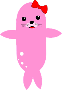 Cartoon seal with a bow