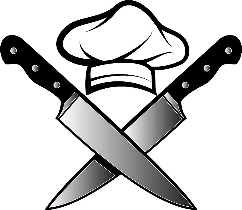 Chef hat and knives