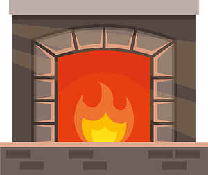 Fireplace burning