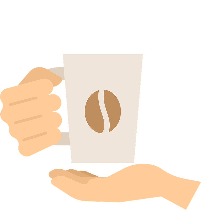 Hand holding coffee cup