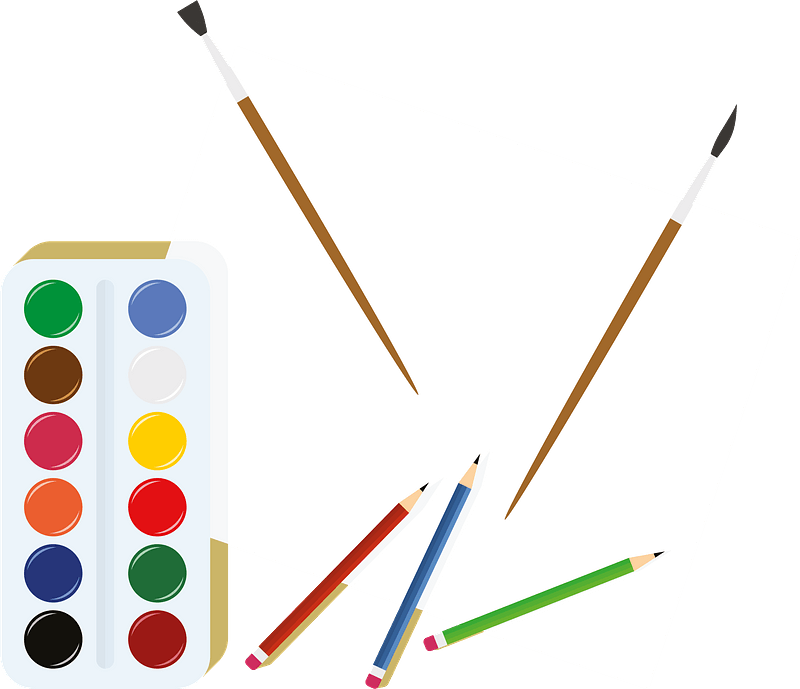 Paints paintbrushes