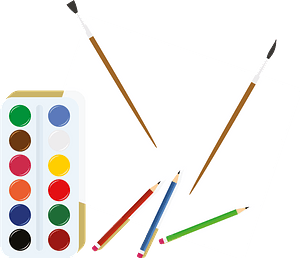 Paints paintbrushes