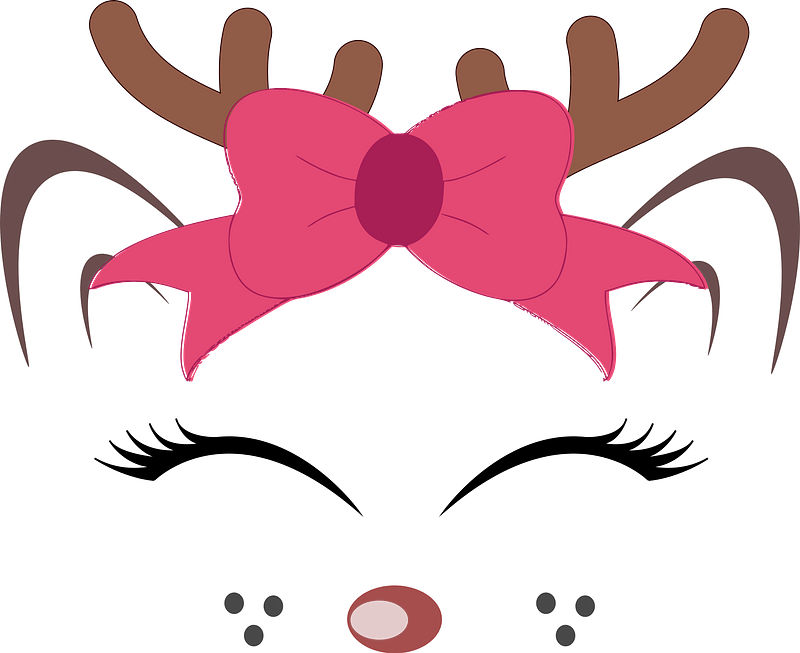 Reindeer Face with Christmas Bow