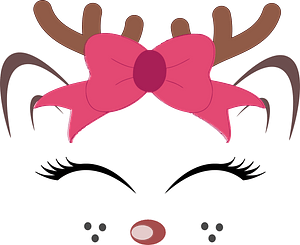 Reindeer Face with Christmas Bow