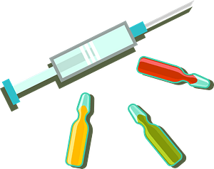 Syringe and vials