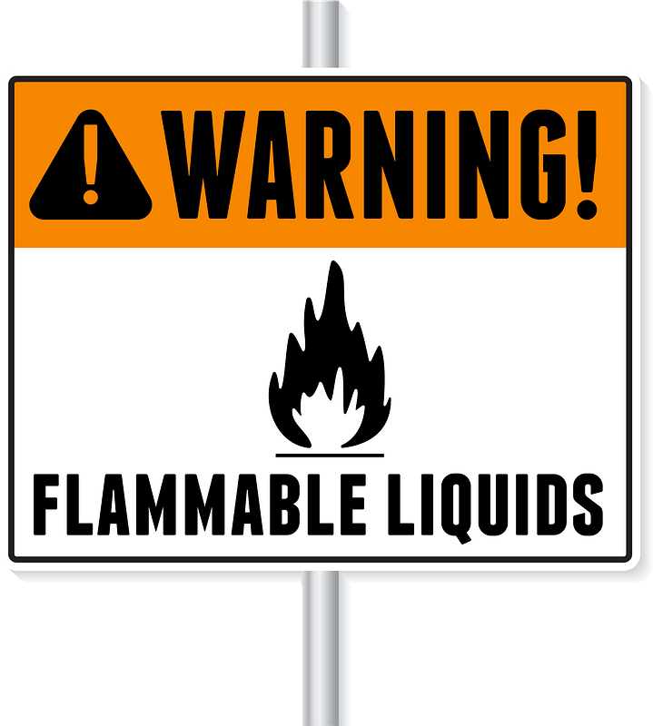 Warning flammable liquids sign