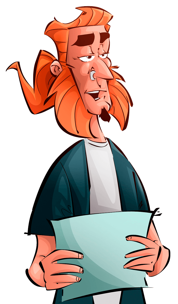 Cartoon reading man