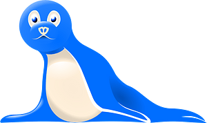 Blue and white seal