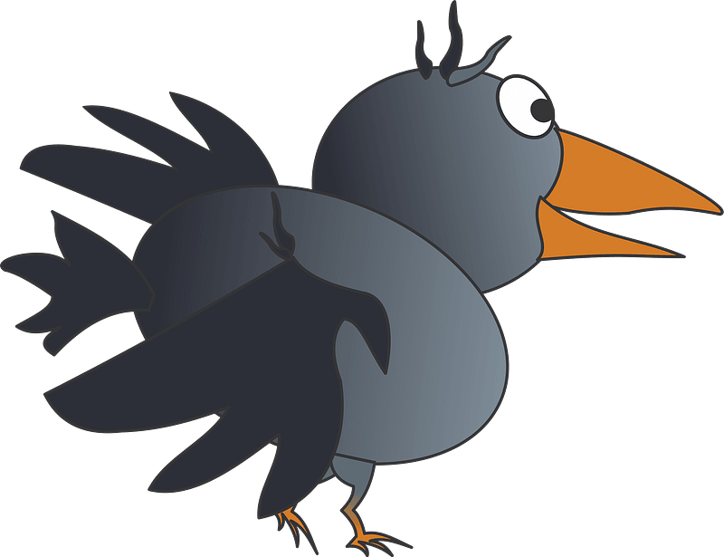 Cartoon raven in flight