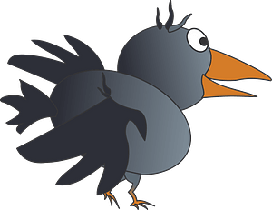 Cartoon raven in flight