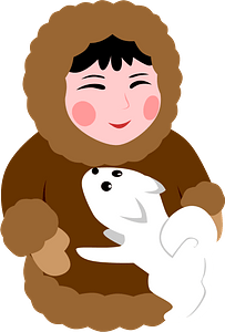 Eskimo child with dog