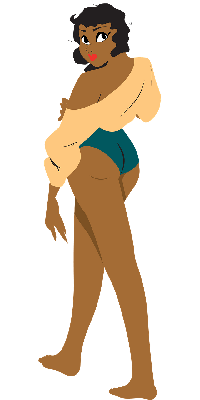 Black woman in a bikini