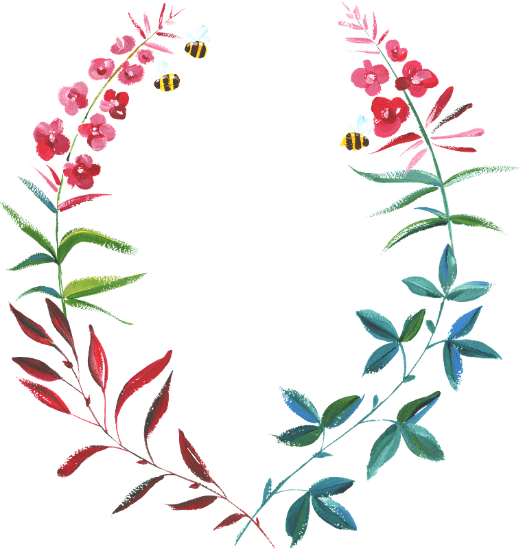 Drawn floral wreath