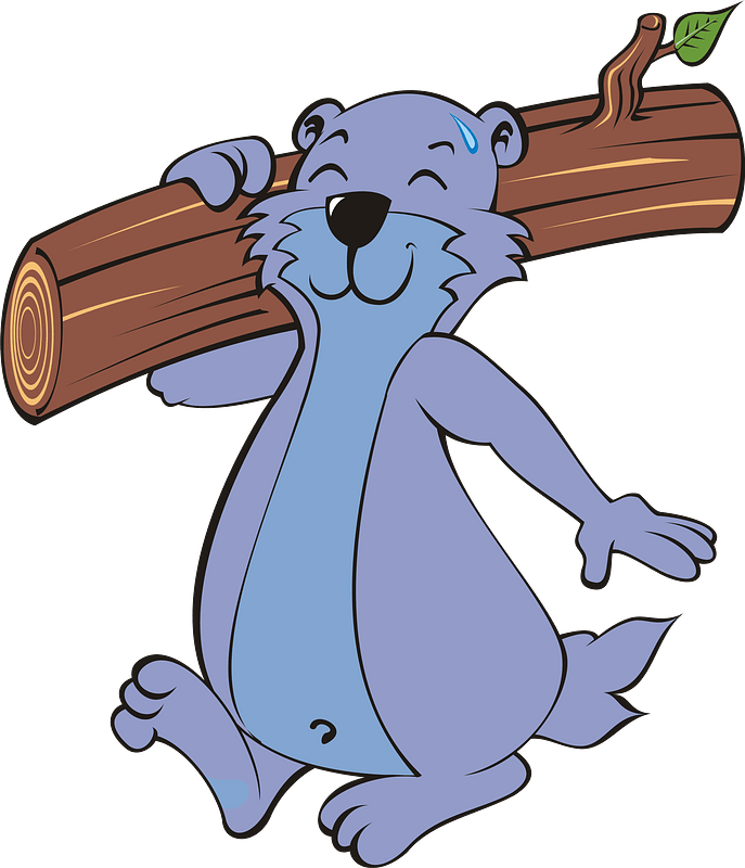 Cartoon marmot with log