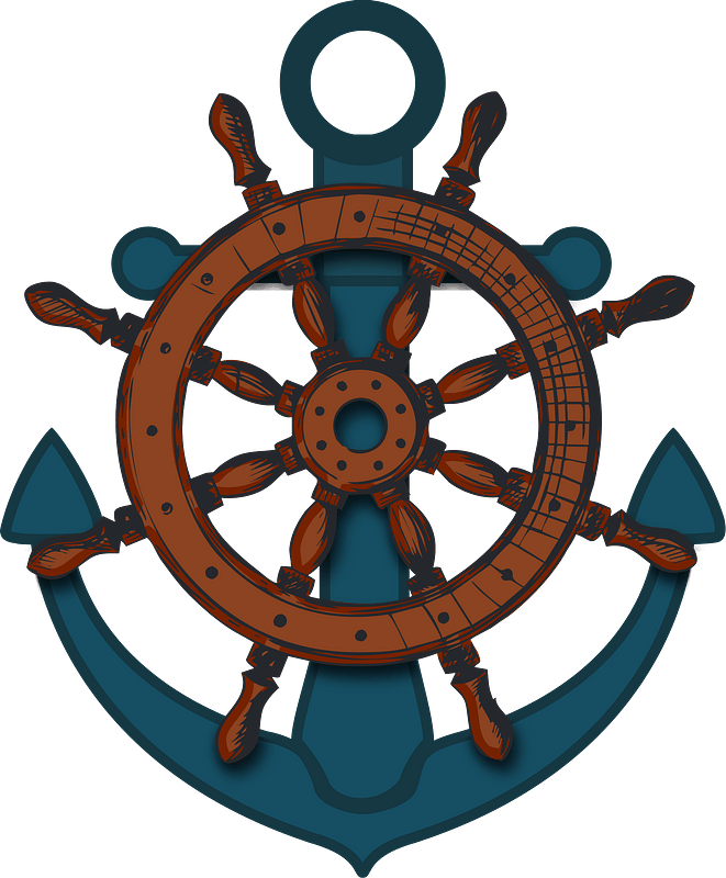Anchor and ship wheel