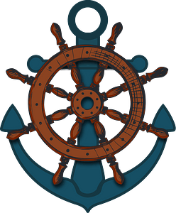 Anchor and ship wheel