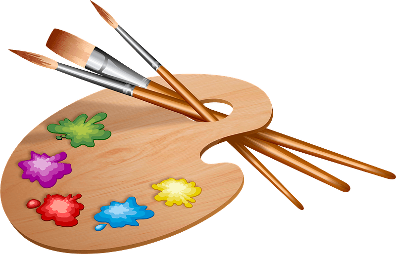 Palette and paintbrushes