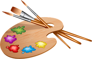 Palette and paintbrushes
