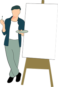Artist with an easel