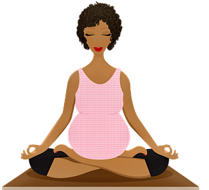 Pregnant woman in lotus position meditation