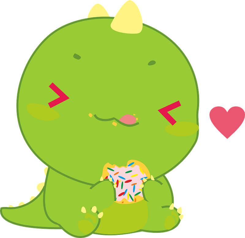 Cute dino with donut