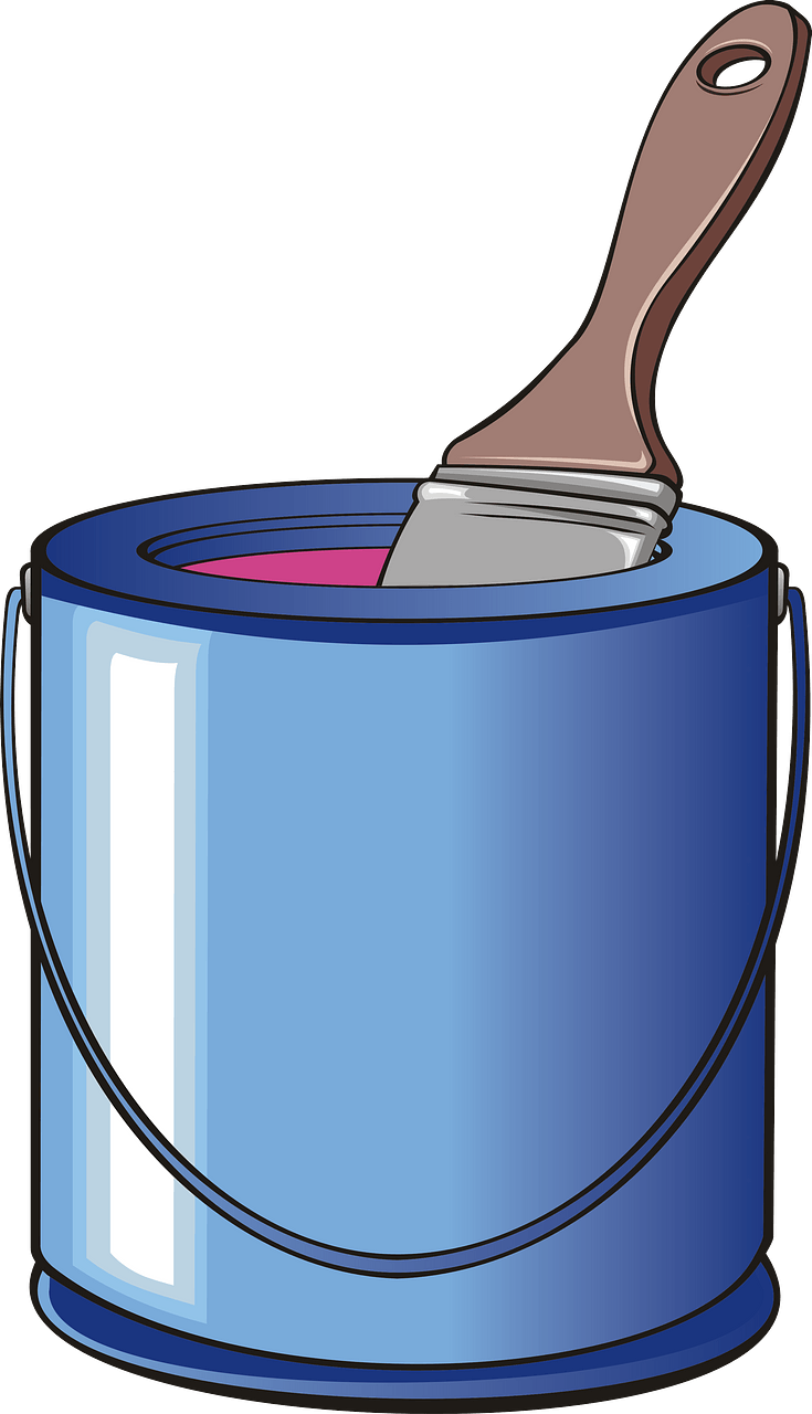 Paint bucket with paintbrush